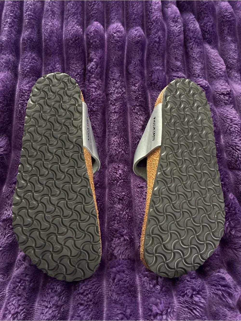 Birkenstock Silver T-Strap Kids Sandals